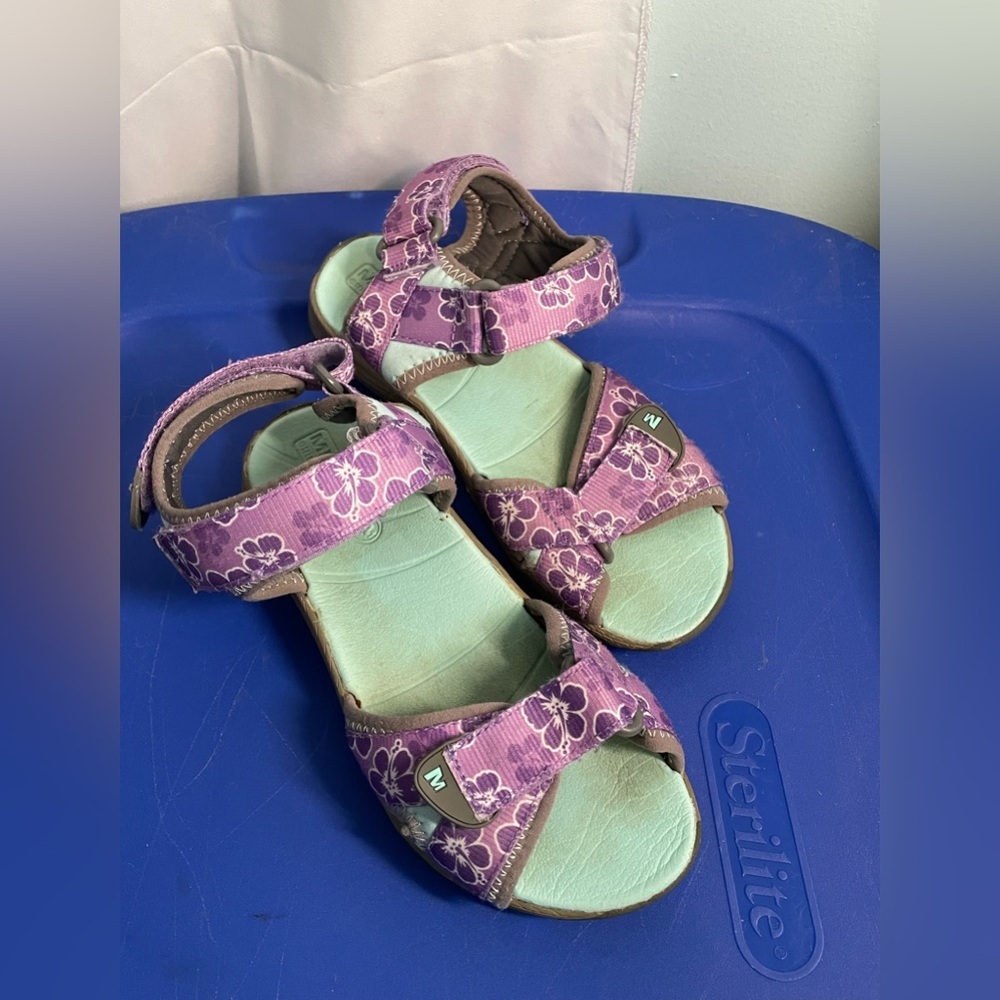 Girls Merrell Surf Strap Sport Sandal Grey & Purple Youth Size‎ 2M